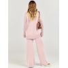 imageCaracilia Womens 2 Piece Sweater Set Knit Pullover Wide Leg Pants Lounge Matching Sets 2024 Fall Fashion Travel OutfitsPink