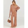 imageCaracilia Womens 2 Piece Sweater Set Knit Pullover Wide Leg Pants Lounge Matching Sets 2024 Fall Fashion Travel OutfitsRust