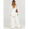 imageCaracilia Womens 2 Piece Sweater Set Knit Pullover Wide Leg Pants Lounge Matching Sets 2024 Fall Fashion Travel OutfitsWhite