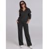 imageCaracilia 2 Piece Outfits for Women Fall Sweatsuits Oversized Half Zip Sweatshirt Sweatpant Matching Lounge Sets TracksuitBlack