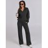 imageCaracilia 2 Piece Outfits for Women Fall Sweatsuits Oversized Half Zip Sweatshirt Sweatpant Matching Lounge Sets TracksuitBlack