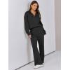 imageCaracilia 2 Piece Outfits for Women Fall Sweatsuits Oversized Half Zip Sweatshirt Sweatpant Matching Lounge Sets TracksuitBlack