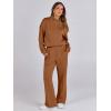 imageCaracilia 2 Piece Outfits for Women Fall Sweatsuits Oversized Half Zip Sweatshirt Sweatpant Matching Lounge Sets TracksuitCaramel