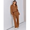 imageCaracilia 2 Piece Outfits for Women Fall Sweatsuits Oversized Half Zip Sweatshirt Sweatpant Matching Lounge Sets TracksuitCaramel