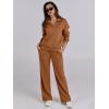 imageCaracilia 2 Piece Outfits for Women Fall Sweatsuits Oversized Half Zip Sweatshirt Sweatpant Matching Lounge Sets TracksuitCaramel