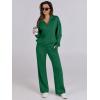 imageCaracilia 2 Piece Outfits for Women Fall Sweatsuits Oversized Half Zip Sweatshirt Sweatpant Matching Lounge Sets TracksuitGreen