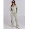 imageCaracilia 2 Piece Outfits for Women Fall Sweatsuits Oversized Half Zip Sweatshirt Sweatpant Matching Lounge Sets TracksuitLight Khaki