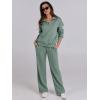 imageCaracilia 2 Piece Outfits for Women Fall Sweatsuits Oversized Half Zip Sweatshirt Sweatpant Matching Lounge Sets TracksuitPea Green