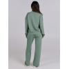 imageCaracilia 2 Piece Outfits for Women Fall Sweatsuits Oversized Half Zip Sweatshirt Sweatpant Matching Lounge Sets TracksuitPea Green