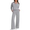 imageCaracilia 2 Piece Outfits for Women Fall Sweatsuits Oversized Half Zip Sweatshirt Sweatpant Matching Lounge Sets TracksuitLight Grey
