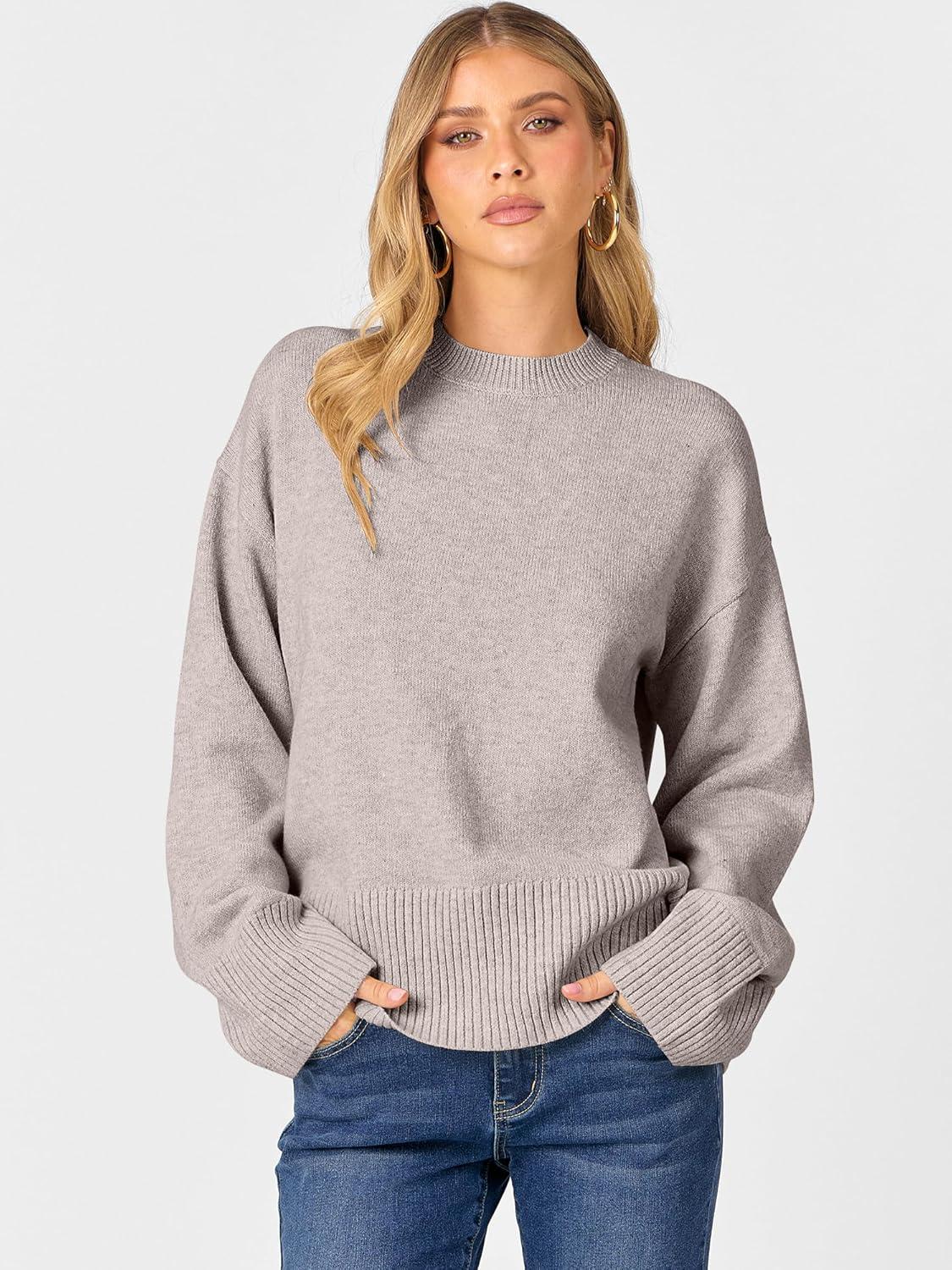 imageCaracilia Womens Oversized Sweaters 2025 Fall Long Sleeve Loose Knit Casual Chunky Pullover SweaterBright Camel