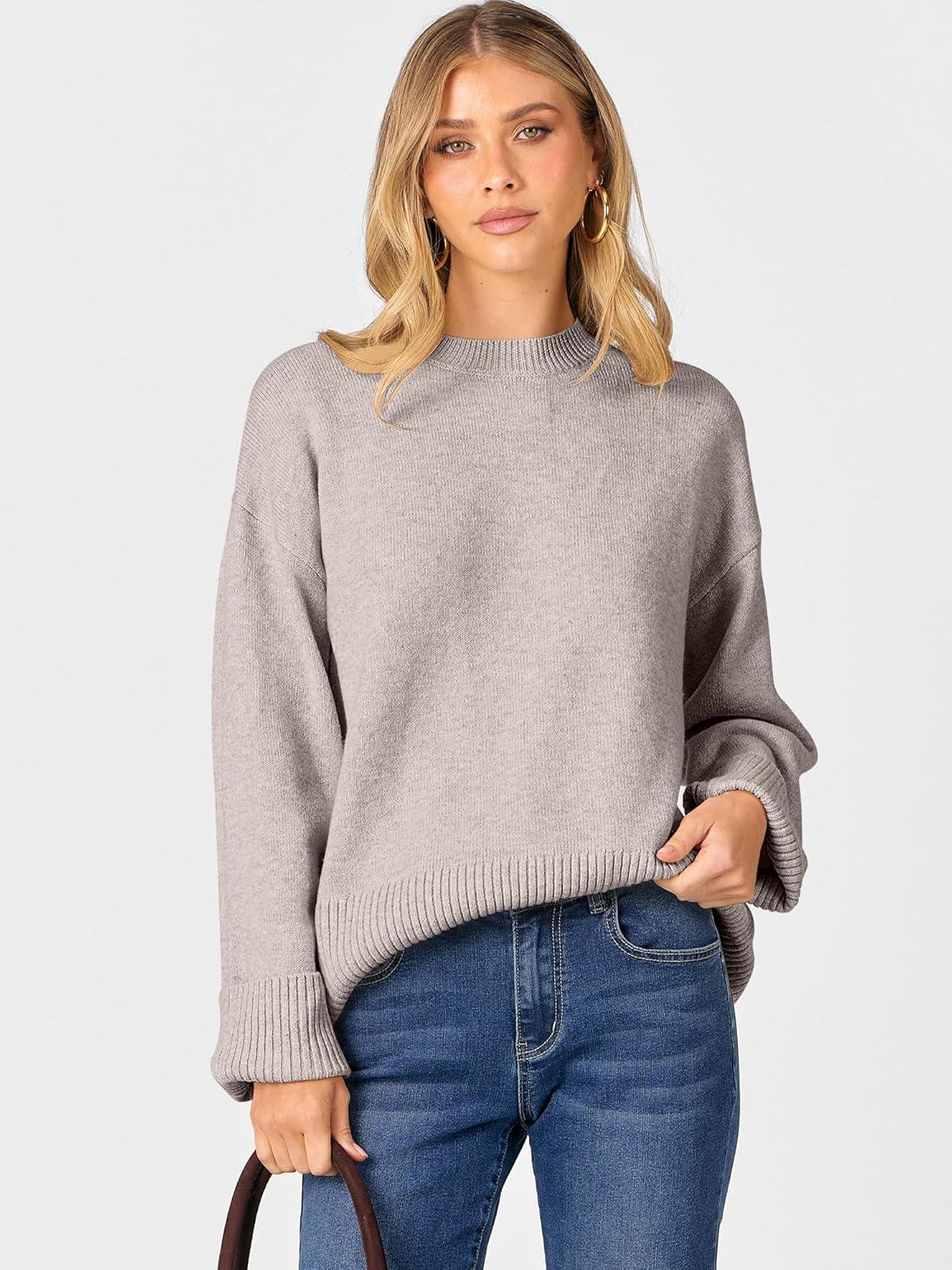 imageCaracilia Womens Oversized Sweaters 2025 Fall Long Sleeve Loose Knit Casual Chunky Pullover SweaterBright Camel