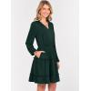imageCaracilia Long Sleeve Dress for Women Fall 2025 Casual V Neck High Waist Tiered Ruffle Aline Swing Tunic Short Mini DressesDeep Green