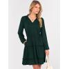 imageCaracilia Long Sleeve Dress for Women Fall 2025 Casual V Neck High Waist Tiered Ruffle Aline Swing Tunic Short Mini DressesDeep Green