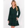 imageCaracilia Long Sleeve Dress for Women Fall 2025 Casual V Neck High Waist Tiered Ruffle Aline Swing Tunic Short Mini DressesDeep Green