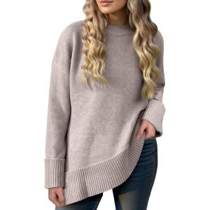 imageCaracilia Womens Oversized Sweaters 2025 Fall Long Sleeve Loose Knit Casual Chunky Pullover SweaterBright Camel