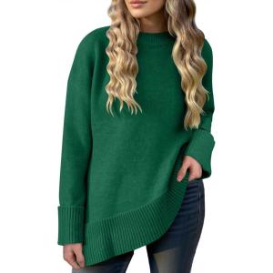 imageCaracilia Womens Oversized Sweaters 2025 Fall Long Sleeve Loose Knit Casual Chunky Pullover SweaterForest Green