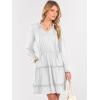 imageCaracilia Long Sleeve Dress for Women Fall 2025 Casual V Neck High Waist Tiered Ruffle Aline Swing Tunic Short Mini DressesWhite