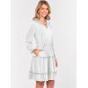 imageCaracilia Long Sleeve Dress for Women Fall 2025 Casual V Neck High Waist Tiered Ruffle Aline Swing Tunic Short Mini DressesWhite