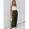 imageCaracilia Women Wide Leg Palazzo Pants Summer High Waist Flowy Casual Trousers Loose Lounge Beach Travel Vacation ClothesArmy Green