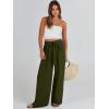 imageCaracilia Women Wide Leg Palazzo Pants Summer High Waist Flowy Casual Trousers Loose Lounge Beach Travel Vacation ClothesArmy Green