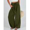 imageCaracilia Women Wide Leg Palazzo Pants Summer High Waist Flowy Casual Trousers Loose Lounge Beach Travel Vacation ClothesArmy Green