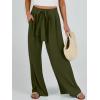 imageCaracilia Women Wide Leg Palazzo Pants Summer High Waist Flowy Casual Trousers Loose Lounge Beach Travel Vacation ClothesArmy Green