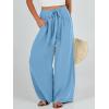 imageCaracilia Women Wide Leg Palazzo Pants Summer High Waist Flowy Casual Trousers Loose Lounge Beach Travel Vacation ClothesBright Blue