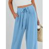 imageCaracilia Women Wide Leg Palazzo Pants Summer High Waist Flowy Casual Trousers Loose Lounge Beach Travel Vacation ClothesBright Blue