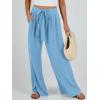 imageCaracilia Women Wide Leg Palazzo Pants Summer High Waist Flowy Casual Trousers Loose Lounge Beach Travel Vacation ClothesBright Blue