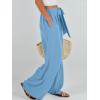 imageCaracilia Women Wide Leg Palazzo Pants Summer High Waist Flowy Casual Trousers Loose Lounge Beach Travel Vacation ClothesBright Blue