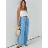 imageCaracilia Women Wide Leg Palazzo Pants Summer High Waist Flowy Casual Trousers Loose Lounge Beach Travel Vacation ClothesBright Blue
