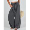 imageCaracilia Women Wide Leg Palazzo Pants Summer High Waist Flowy Casual Trousers Loose Lounge Beach Travel Vacation ClothesDark Gray