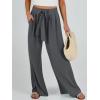 imageCaracilia Women Wide Leg Palazzo Pants Summer High Waist Flowy Casual Trousers Loose Lounge Beach Travel Vacation ClothesDark Gray