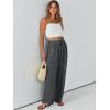 imageCaracilia Women Wide Leg Palazzo Pants Summer High Waist Flowy Casual Trousers Loose Lounge Beach Travel Vacation ClothesDark Gray