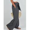 imageCaracilia Women Wide Leg Palazzo Pants Summer High Waist Flowy Casual Trousers Loose Lounge Beach Travel Vacation ClothesDark Gray