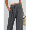 imageCaracilia Women Wide Leg Palazzo Pants Summer High Waist Flowy Casual Trousers Loose Lounge Beach Travel Vacation ClothesDark Gray