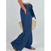 imageCaracilia Women Wide Leg Palazzo Pants Summer High Waist Flowy Casual Trousers Loose Lounge Beach Travel Vacation ClothesDeep Blue