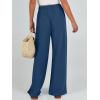 imageCaracilia Women Wide Leg Palazzo Pants Summer High Waist Flowy Casual Trousers Loose Lounge Beach Travel Vacation ClothesDeep Blue
