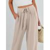 imageCaracilia Women Wide Leg Palazzo Pants Summer High Waist Flowy Casual Trousers Loose Lounge Beach Travel Vacation ClothesParchment