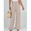 imageCaracilia Women Wide Leg Palazzo Pants Summer High Waist Flowy Casual Trousers Loose Lounge Beach Travel Vacation ClothesParchment