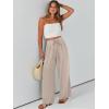 imageCaracilia Women Wide Leg Palazzo Pants Summer High Waist Flowy Casual Trousers Loose Lounge Beach Travel Vacation ClothesParchment