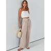 imageCaracilia Women Wide Leg Palazzo Pants Summer High Waist Flowy Casual Trousers Loose Lounge Beach Travel Vacation ClothesParchment