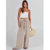 imageCaracilia Women Wide Leg Palazzo Pants Summer High Waist Flowy Casual Trousers Loose Lounge Beach Travel Vacation ClothesParchment