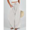 imageCaracilia Women Wide Leg Palazzo Pants Summer High Waist Flowy Casual Trousers Loose Lounge Beach Travel Vacation ClothesWhite