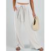 imageCaracilia Women Wide Leg Palazzo Pants Summer High Waist Flowy Casual Trousers Loose Lounge Beach Travel Vacation ClothesWhite