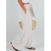 imageCaracilia Women Wide Leg Palazzo Pants Summer High Waist Flowy Casual Trousers Loose Lounge Beach Travel Vacation ClothesWhite