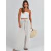 imageCaracilia Women Wide Leg Palazzo Pants Summer High Waist Flowy Casual Trousers Loose Lounge Beach Travel Vacation ClothesWhite