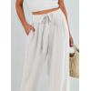 imageCaracilia Women Wide Leg Palazzo Pants Summer High Waist Flowy Casual Trousers Loose Lounge Beach Travel Vacation ClothesWhite