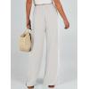 imageCaracilia Women Wide Leg Palazzo Pants Summer High Waist Flowy Casual Trousers Loose Lounge Beach Travel Vacation ClothesWhite